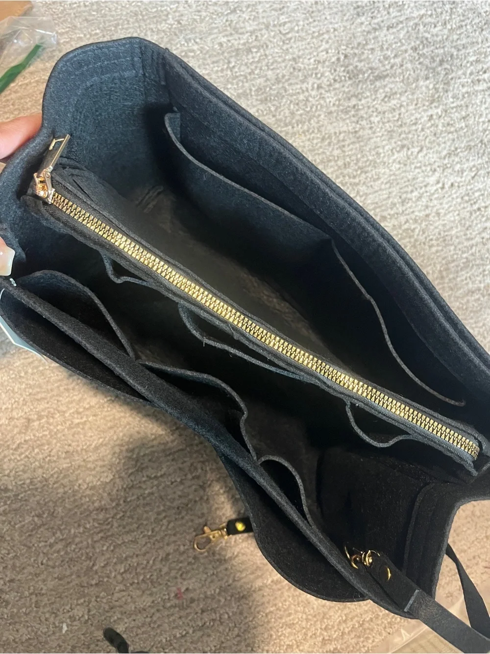 ZTUJO Purse Organizer Insert, Felt Bag Organizer With Metal Zipper 1890/bb9-1